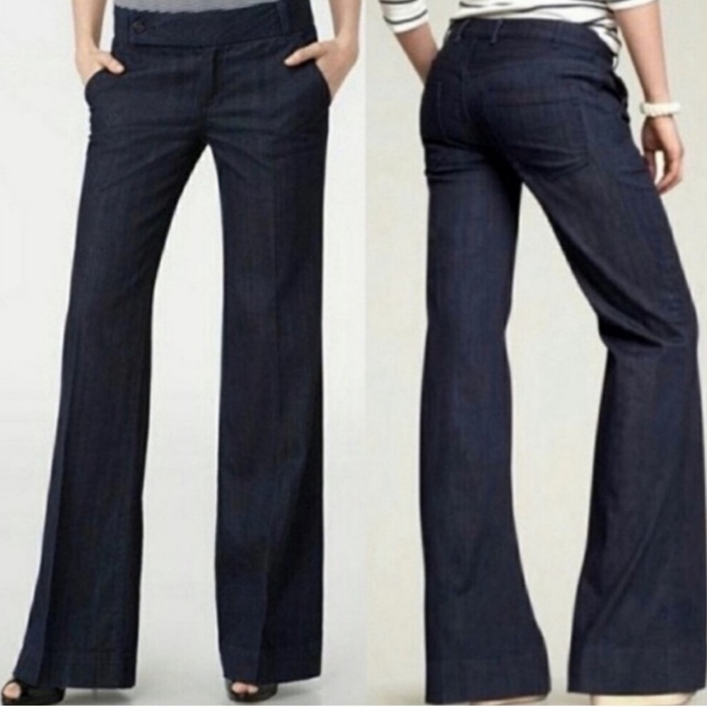 Tory Burch dark wash wide leg trouser jean pants size 31 large
